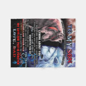 Gepersonaliseerd van Lion Papa tot mijn Wolf zoon Fleece Deken (Voorkant (Horizontaal))