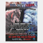 Gepersonaliseerd van Lion Papa tot mijn Wolf zoon Fleece Deken (Voorkant)