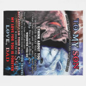 Gepersonaliseerd van Lion Papa tot mijn Wolf zoon Fleece Deken (Voorkant (Horizontaal))