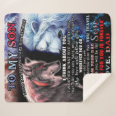 Gepersonaliseerd van Lion Papa tot mijn Wolf zoon Sherpa Deken (Voorkant (horizontaal))