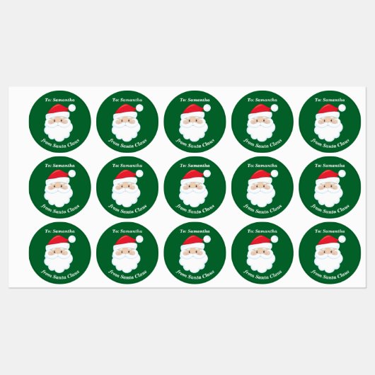 Gepersonaliseerd van Santa Claus Green Christmas G Labels (Vel)