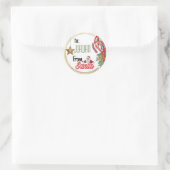 Gepersonaliseerd van Santa gold glitter kerst Ronde Sticker (Tas)