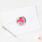 Gepersonaliseerd van Santa regenboog gouden Kerstm Ronde Sticker (Envelop)