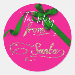 Gepersonaliseerd Van Santa roze en groen groot Ronde Sticker