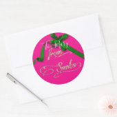 Gepersonaliseerd Van Santa roze en groen groot Ronde Sticker (Envelop)