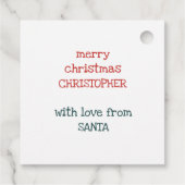 Gepersonaliseerd van Santa Schattigee Kinder Kerst Bedankjes Labels (Achterkant)