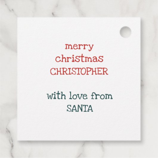 Gepersonaliseerd van Santa Schattigee Kinder Kerst Bedankjes Labels (Achterkant)