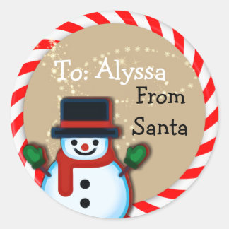 Gepersonaliseerd van Santa Snowman Christmas Large Ronde Sticker