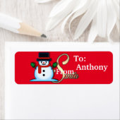 Gepersonaliseerd van Santa Snowman Red Kerstmis Etiket (Insitu)