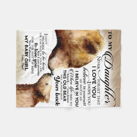 Gepersonaliseerd van vader op dochter hoop ik dat  fleece deken (Voorkant (Horizontaal))