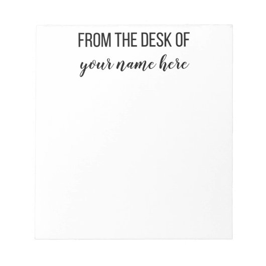 Gepersonaliseerd vanaf het bureau van het Notitieb Notitieblok (Voorkant)