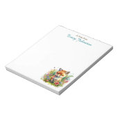 Gepersonaliseerd vanaf het bureau van | Vos in blo Notitieblok (Linkerzijde)