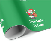 Gepersonaliseerd vanaf Kerstmis met Santa Cartoon Cadeaupapier (Rol Hoek)