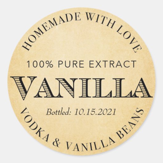 Gepersonaliseerd Vanille-extract VE005_01 Ronde Sticker (Voorkant)