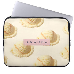 Gepersonaliseerd vanille-ijsscheppatroon laptop sleeve