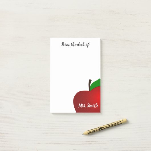 Gepersonaliseerd vanuit het bureau van leraar Red  Post-it® Notes (Op bureau)