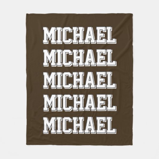 Gepersonaliseerd varsity bruin monogram fleece deken (Voorkant)