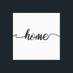 Gepersonaliseerd vastgesteld jaar | Startpagina Canvas Afdruk<br><div class="desc">Het jaar dat je je eerste huis intrekt is iets om te onthouden. Dit moderne zwart-wit ontwerp heeft een elegant script lettertype met lange staartswashes. Personaliseer het vastgestelde jaar voor uw huisdecor.</div>