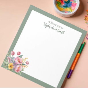 Gepersonaliseerd veelkleurig bloemboeket Notitiebl Notitieblok