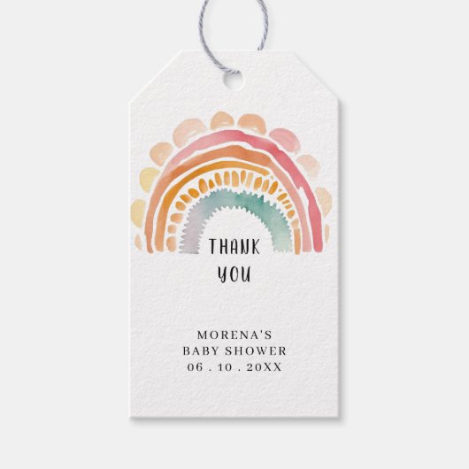 Gepersonaliseerd veelkleurig regenboogontwerp cadeaulabel (Voorkant)