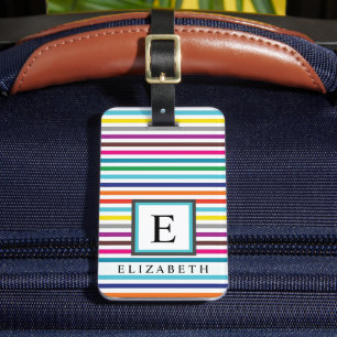 Gepersonaliseerd veelkleurig rood blauw geel kleur bagagelabel