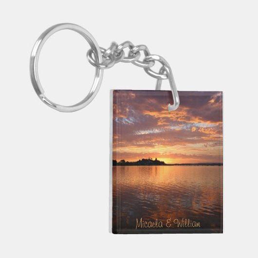 Gepersonaliseerd veelkleurig Uitzicht in de bergoc Sleutelhanger (Voorkant Links)