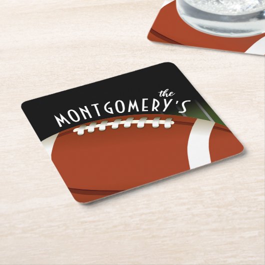 Gepersonaliseerd veld football kartonnen onderzetters (Schuin)