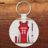 Gepersonaliseerd veld Hockey uniform rood Sleutelhanger (Voorkant)