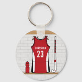 Gepersonaliseerd veld Hockey uniform rood Sleutelhanger (Achterkant)