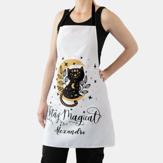 Gepersonaliseerd verblijf Magical Black Cat Schort (Insitu)