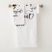 Gepersonaliseerd verblijf Magische kat thema Bad Handdoek (Insitu)