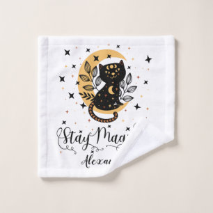 Gepersonaliseerd verblijf Magische kat thema Bad Handdoek