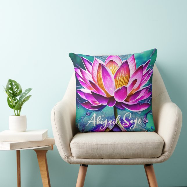 Gepersonaliseerd Verbluffend Roze Lotus Flower Por Kussen (Stoel)