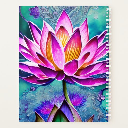 Gepersonaliseerd Verbluffend Roze Lotus Flower Por Planner (Achterkant)