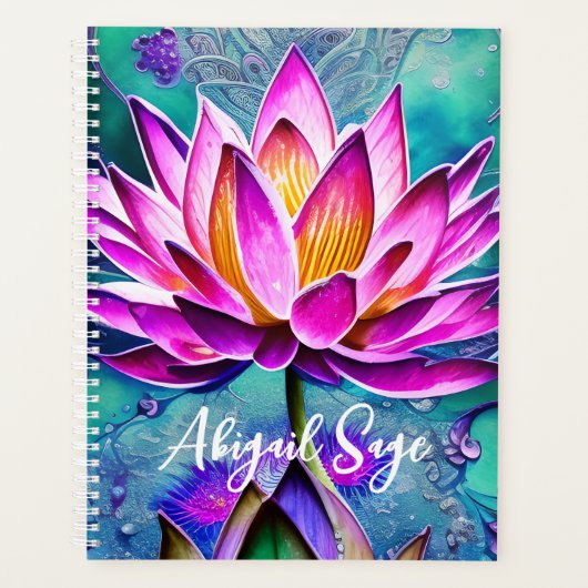 Gepersonaliseerd Verbluffend Roze Lotus Flower Por Planner (Voorkant)