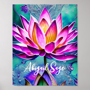 Gepersonaliseerd Verbluffend Roze Lotus Flower Por Poster