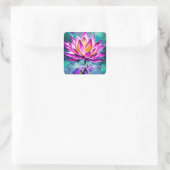 Gepersonaliseerd Verbluffend Roze Lotus Flower Por Vierkante Sticker (Tas)