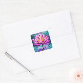 Gepersonaliseerd Verbluffend Roze Lotus Flower Por Vierkante Sticker (Envelop)