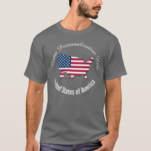 Gepersonaliseerd Verenigde Staten van Amerika Vlag T-shirt (Voorkant)