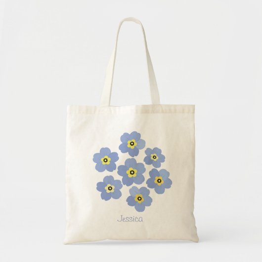 Gepersonaliseerd Vergeet me niet blauwe bloem Tote Bag (Voorkant)