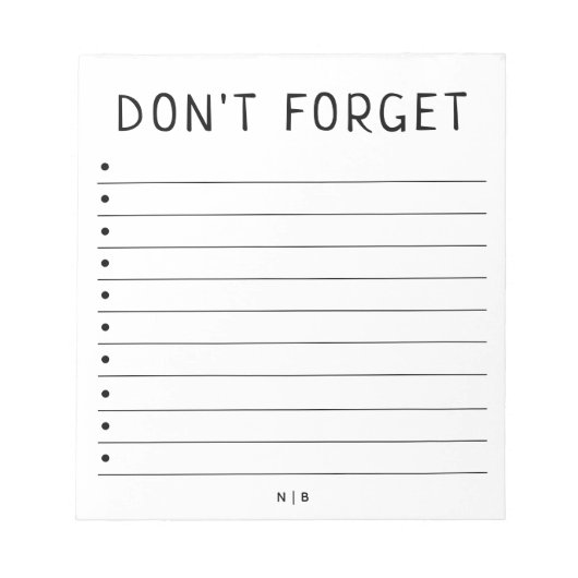 Gepersonaliseerd Vergeet niet | Notitieblok voor t (Voorkant)