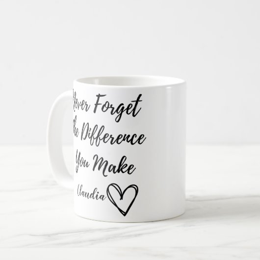 Gepersonaliseerd vergeet nooit het verschil dat je koffiemok (Voorkant links)