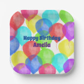 Gepersonaliseerd verjaardagsballonfeest papieren bordje (Voorkant)