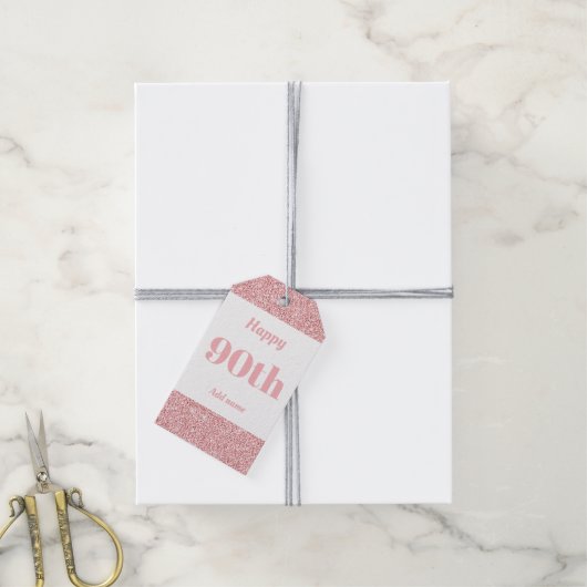 gepersonaliseerd verjaardagscadeau labels 90e cadeaulabel (Met Touw)