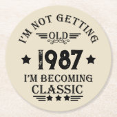 Gepersonaliseerd verjaardagscadeau ronde kartonnen onderzetter (Voorkant)