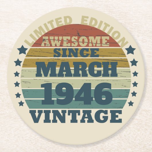 Gepersonaliseerd  verjaardagscadeau ronde kartonnen onderzetter (Voorkant)