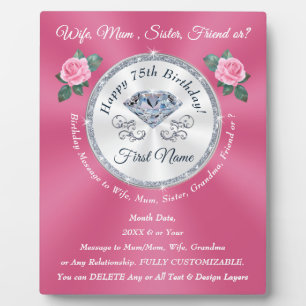 Gepersonaliseerd, Verjaardagscadeau voor 75 jaar o Fotoplaat