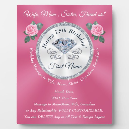 Gepersonaliseerd, Verjaardagscadeau voor 75 jaar o Fotoplaat (Voorkant)