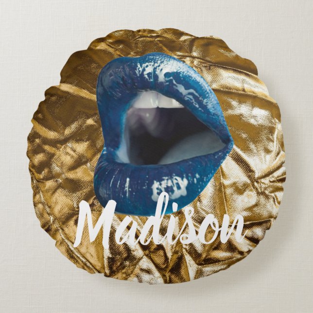 Gepersonaliseerd verjaardagscadeau voor vrouw, vri rond kussen (Voorkant)