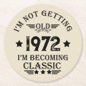 Gepersonaliseerd verjaardagscadeau zwart ronde kartonnen onderzetter (Voorkant)